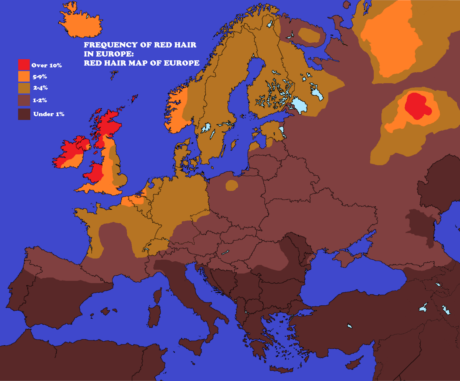 Odsetek rudych w Europie